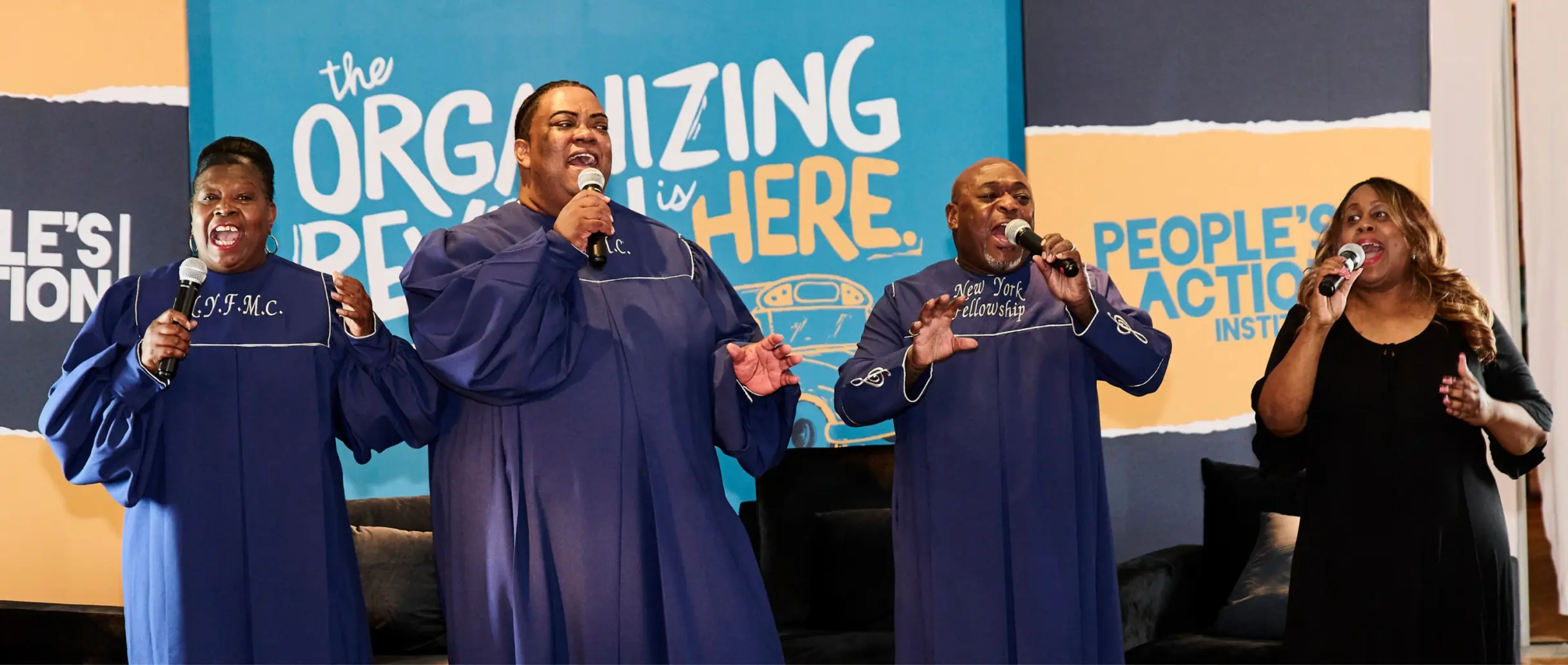 Photo of choir singing at the official start of the People's Action Organizing Revival.